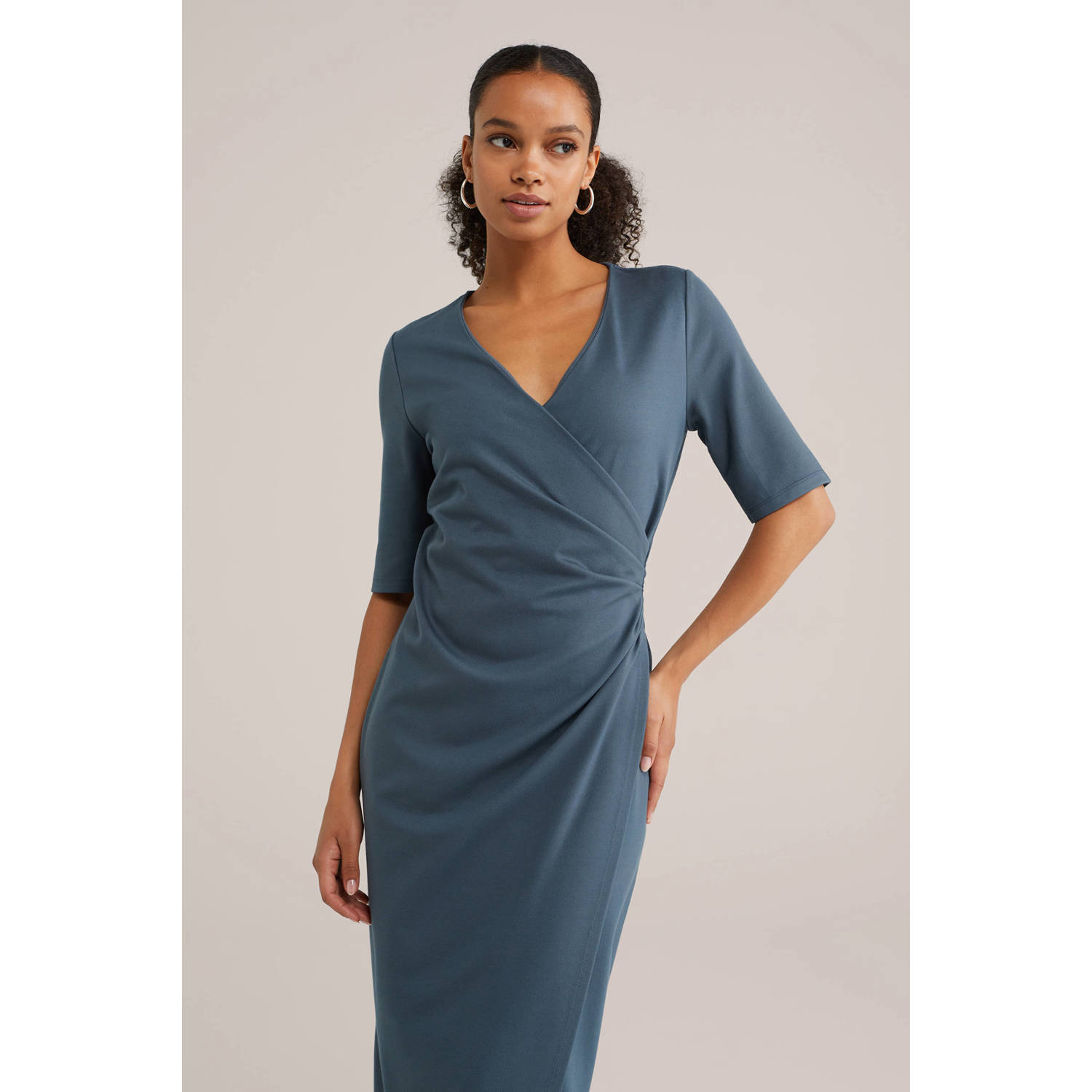 WE Fashion midi jurk grijsblauw