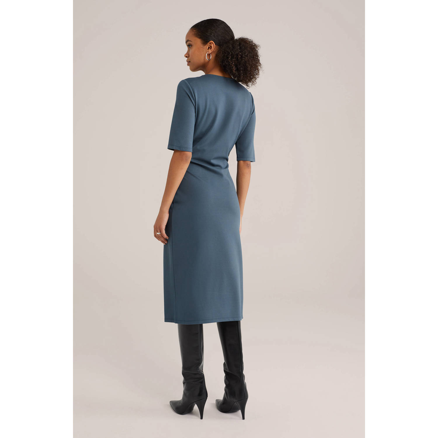 WE Fashion midi jurk grijsblauw