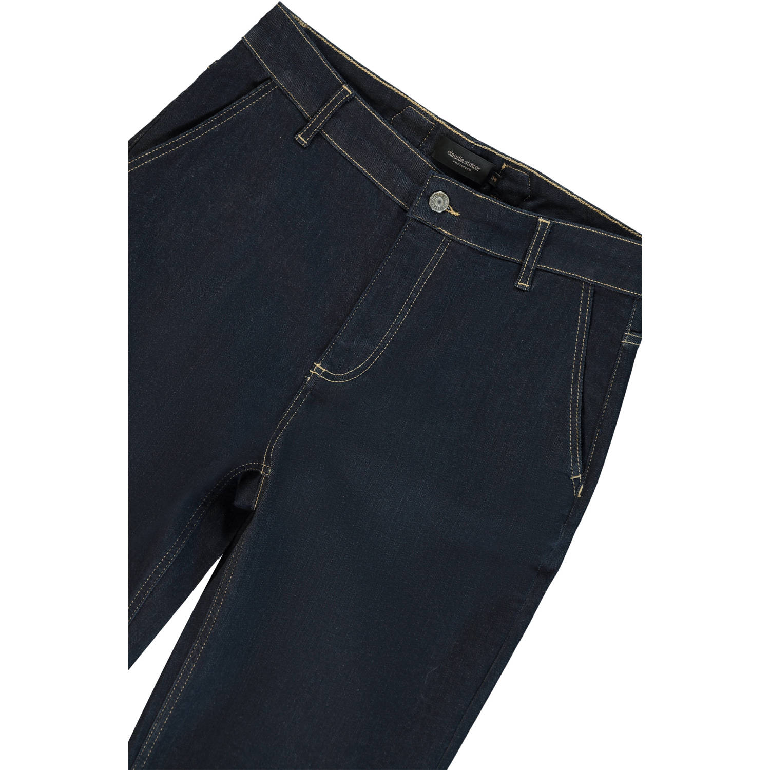 Claudia Sträter high waist straight leg jeans dark blue denim