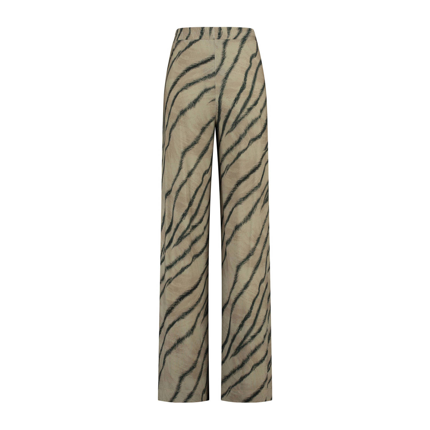Claudia Sträter wide leg high waist casual broek lichtkaki