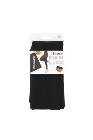 voetloze fleece panty zwart/nude