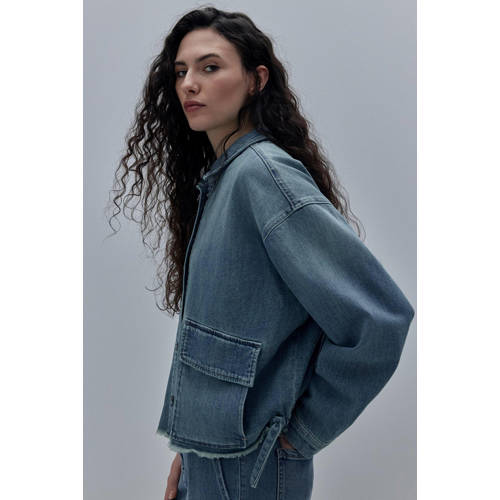 comma casual identity spijkerjasje bleached denim afbeelding