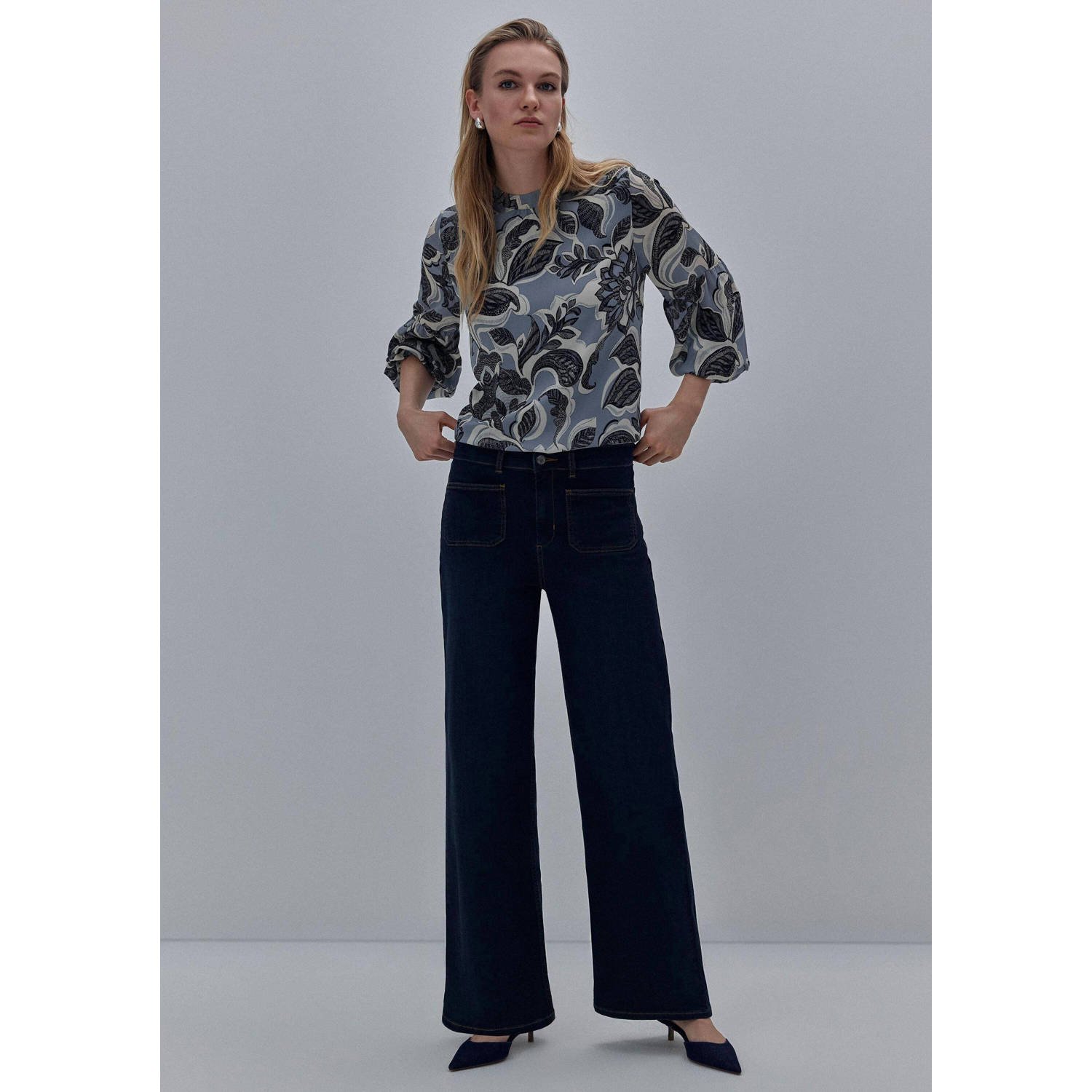 Comma wide leg jeans dark blue denim