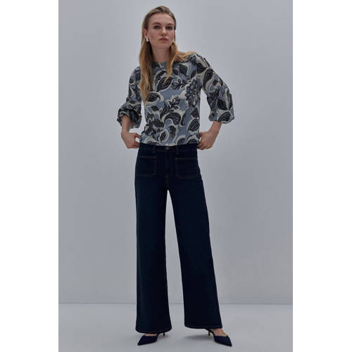 comma wide leg jeans dark blue denim afbeelding