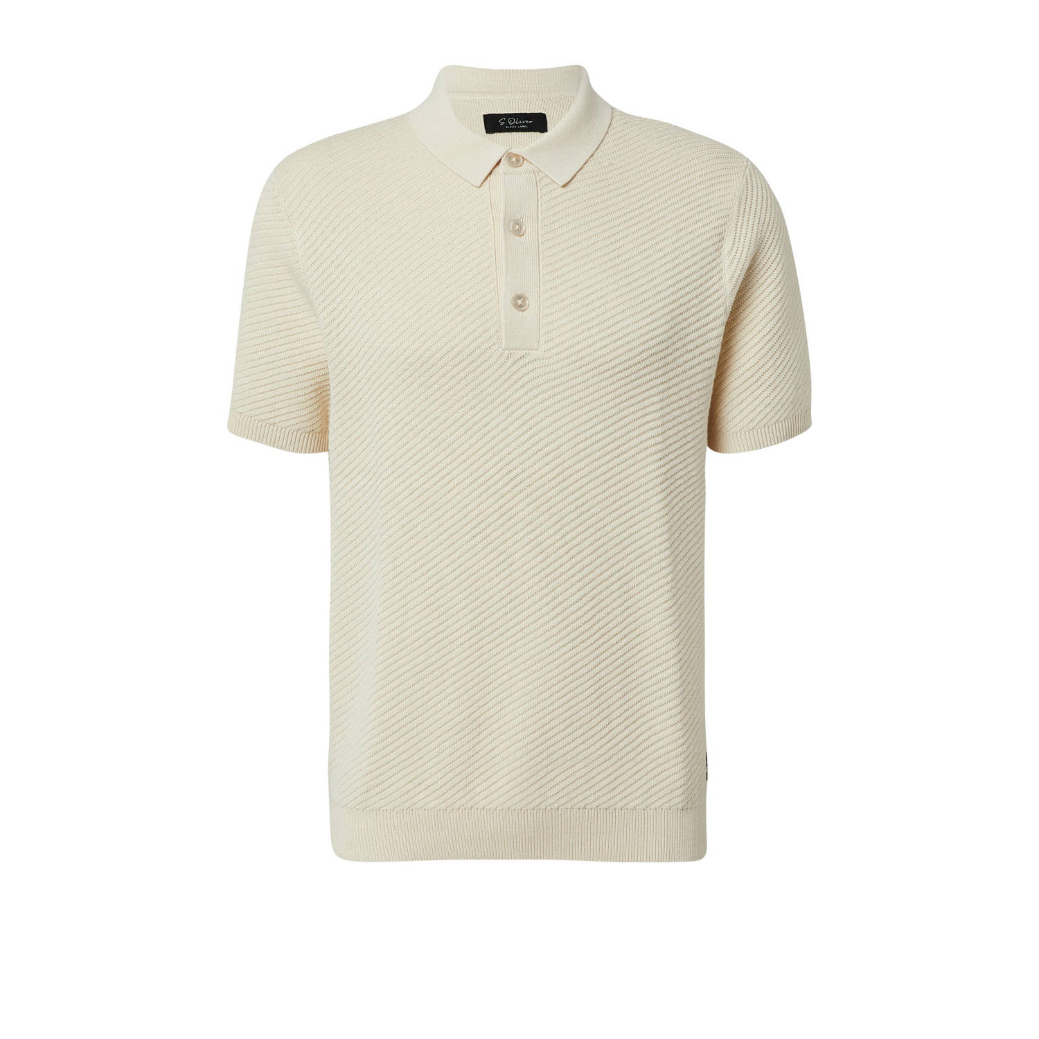 S.Oliver BLACK LABEL regular polo met ingebreid patroon beige