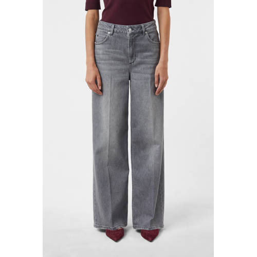 comma casual identity wide leg jeans grey denim afbeelding