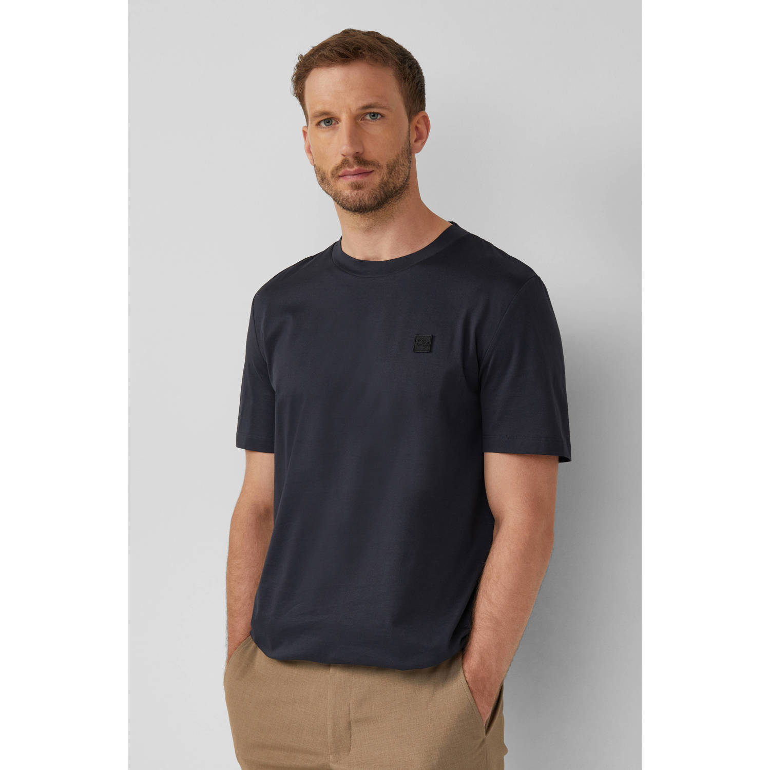 S.Oliver BLACK LABEL regular T-shirt donkerblauw