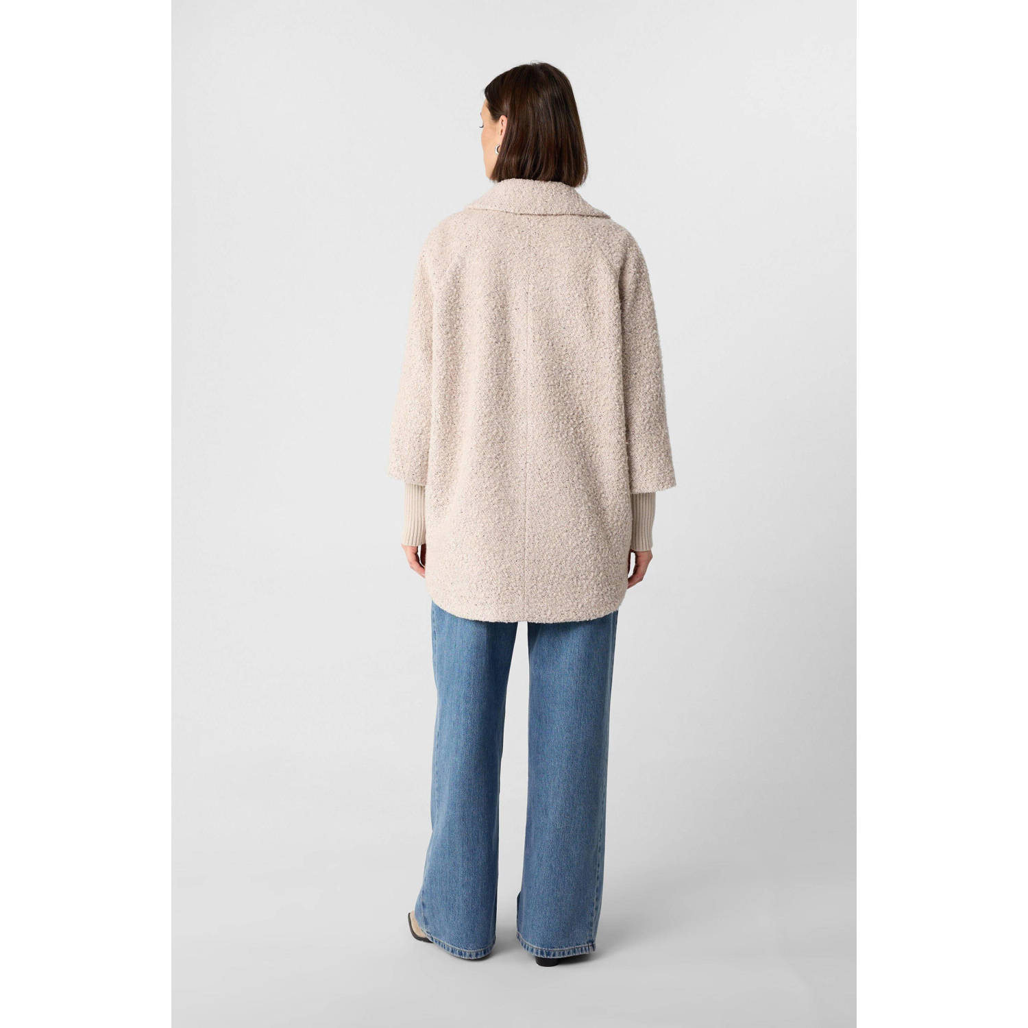 comma boucle mantel lichtgrijs