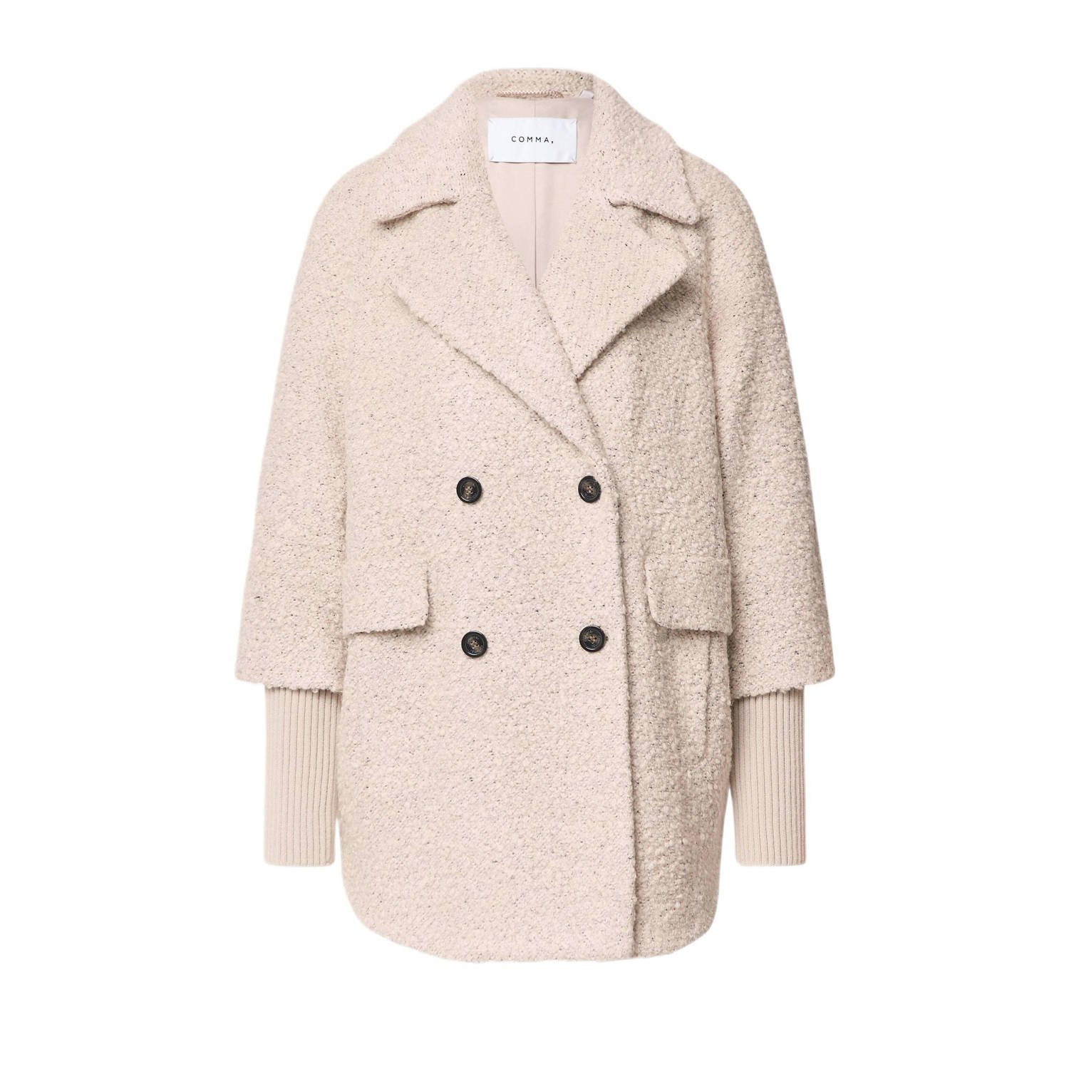 Comma boucle mantel lichtgrijs