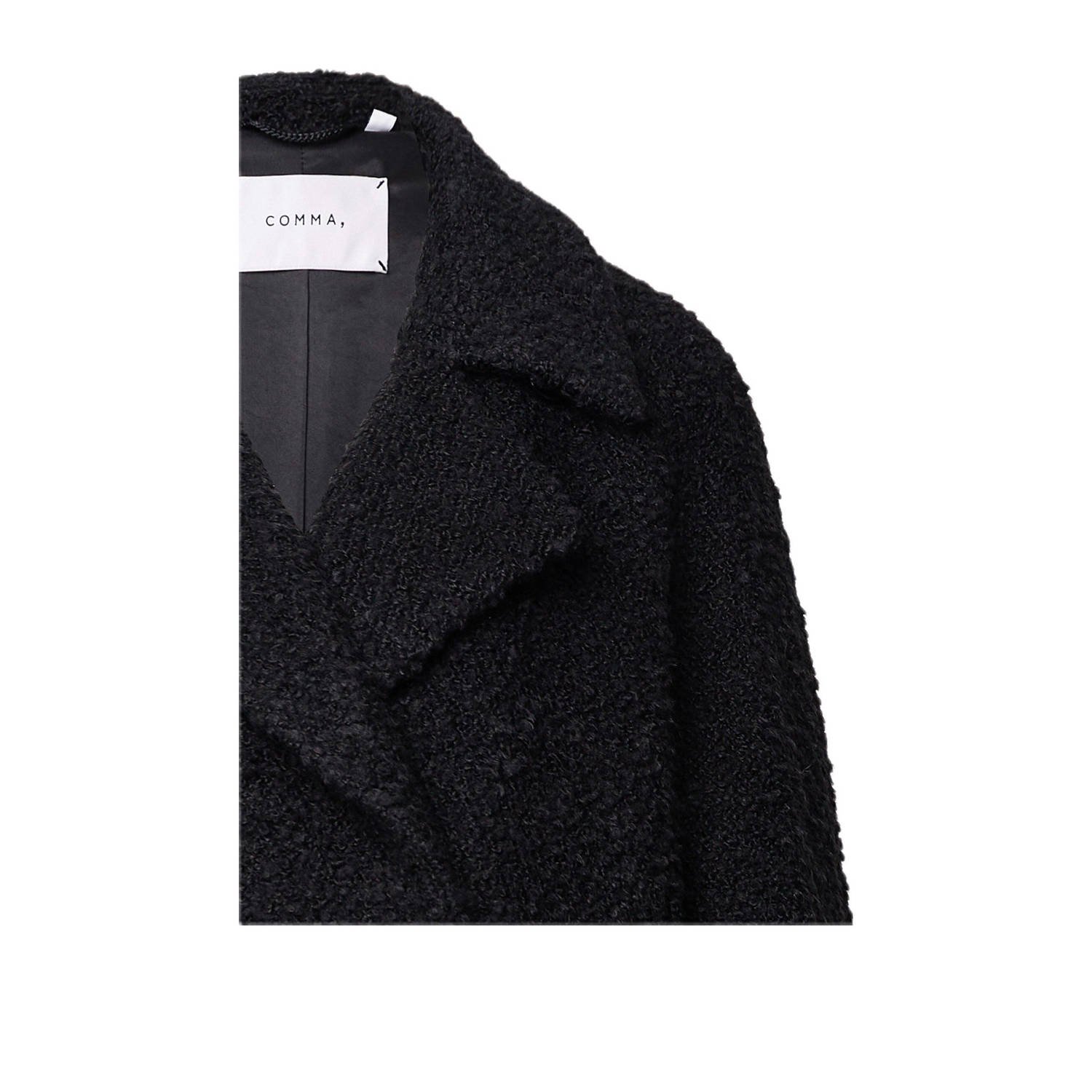 comma boucle mantel zwart