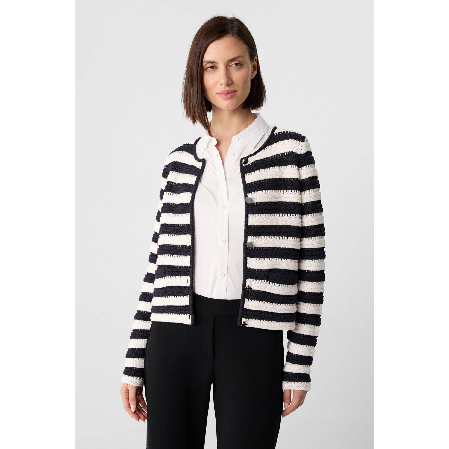Comma gebreid vest donkerblauw