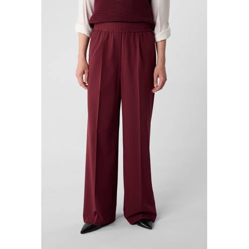 comma casual identity wide leg regular waist broek donkerrood afbeelding