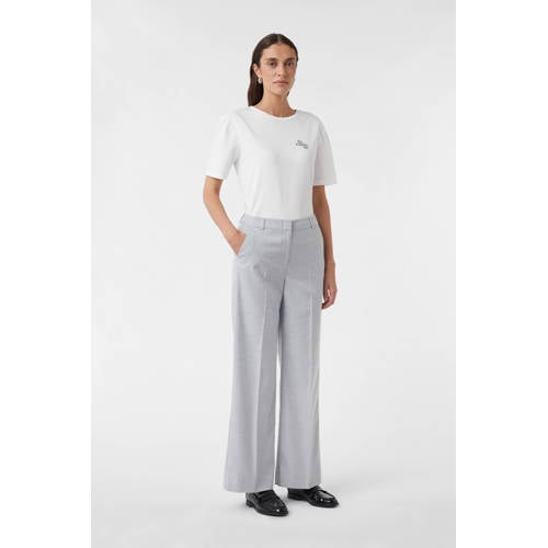 comma wide leg regular waist pantalon lichtgrijs afbeelding