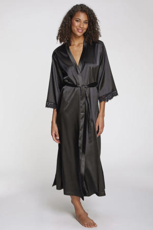 satijnlook kimono zwart