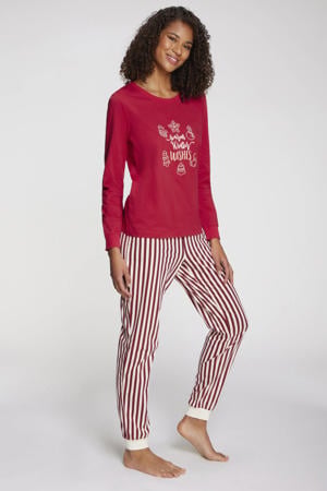 pyjama met kerstprint rood