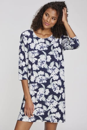 nachthemd donkerblauw/wit
