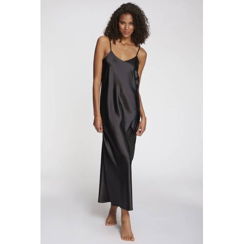 Lascana satijnen slipdress zwart afbeelding