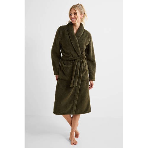 ten Cate fleece badjas olijfgroen afbeelding