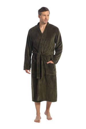 fleece badjas donkergroen