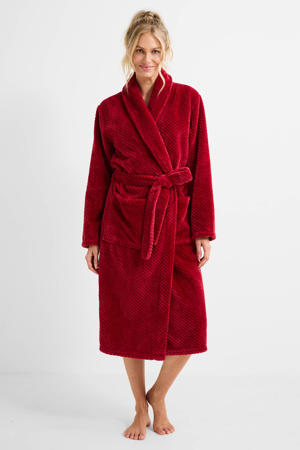 fleece badjas rood