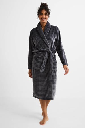 fleece badjas donkergrijs