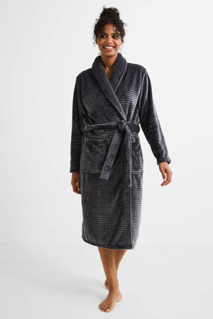 fleece badjas donkergrijs