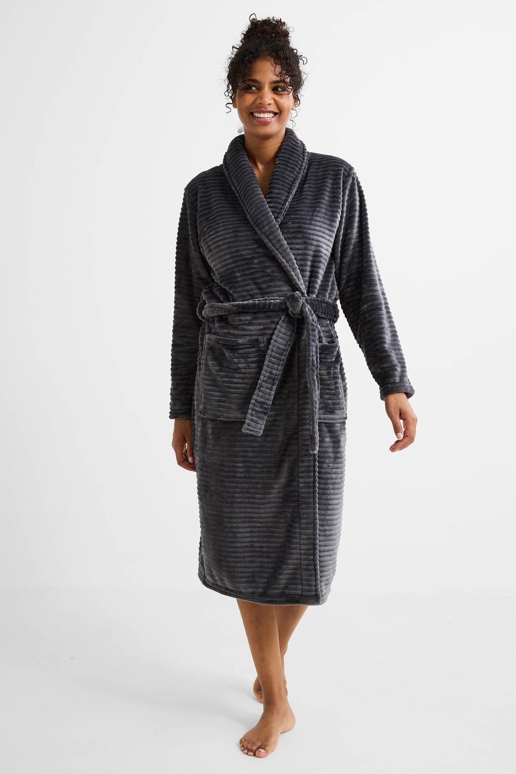 ten Cate fleece badjas donkergrijs