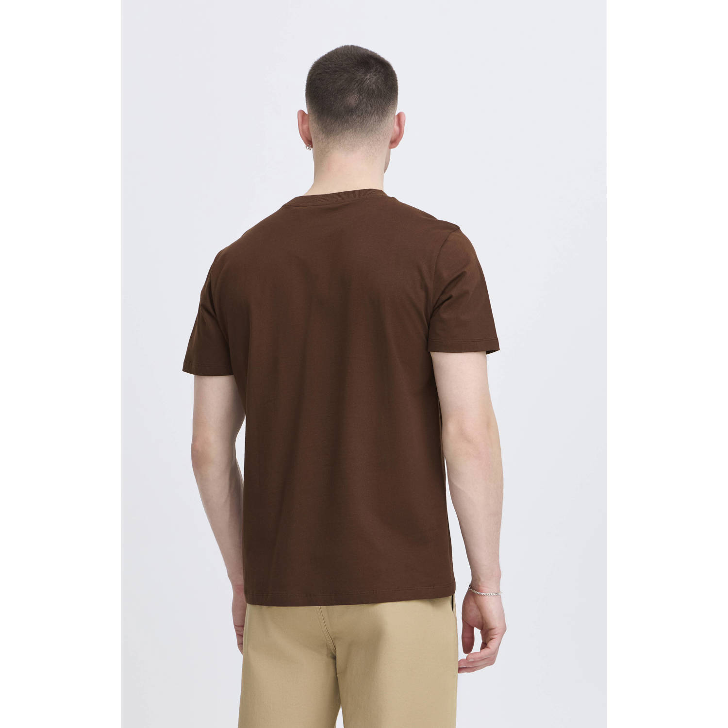 Blend regular T-shirt donkerbruin