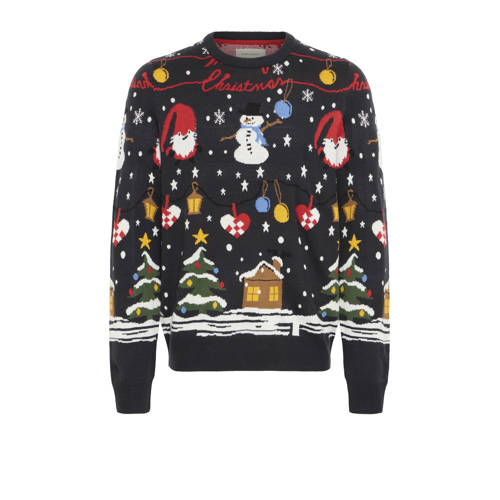 Blend kersttrui donkerblauw afbeelding