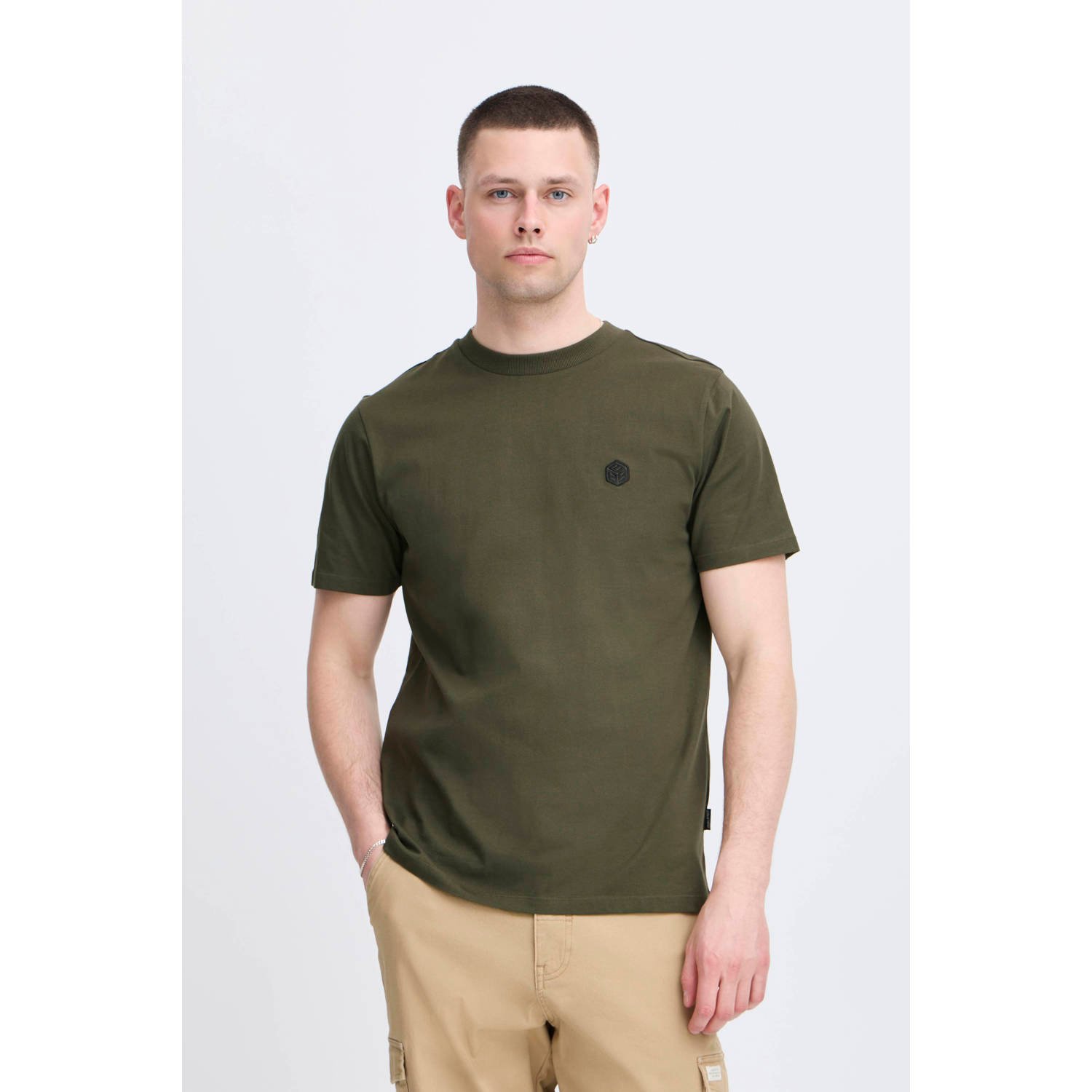 Blend regular T-shirt donkergroen