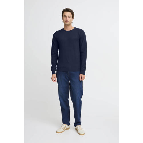 Blend pullover trui met ingebreid patroon donkerblauw afbeelding