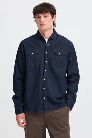 regular casual overhemd donkerblauw