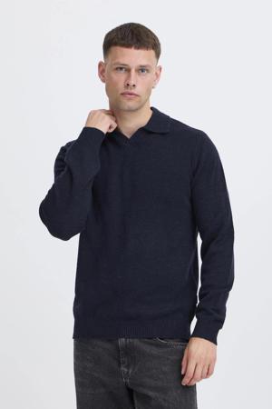 gebreide trui met wol donkerblauw