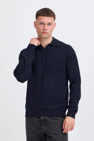 gebreide trui met wol donkerblauw