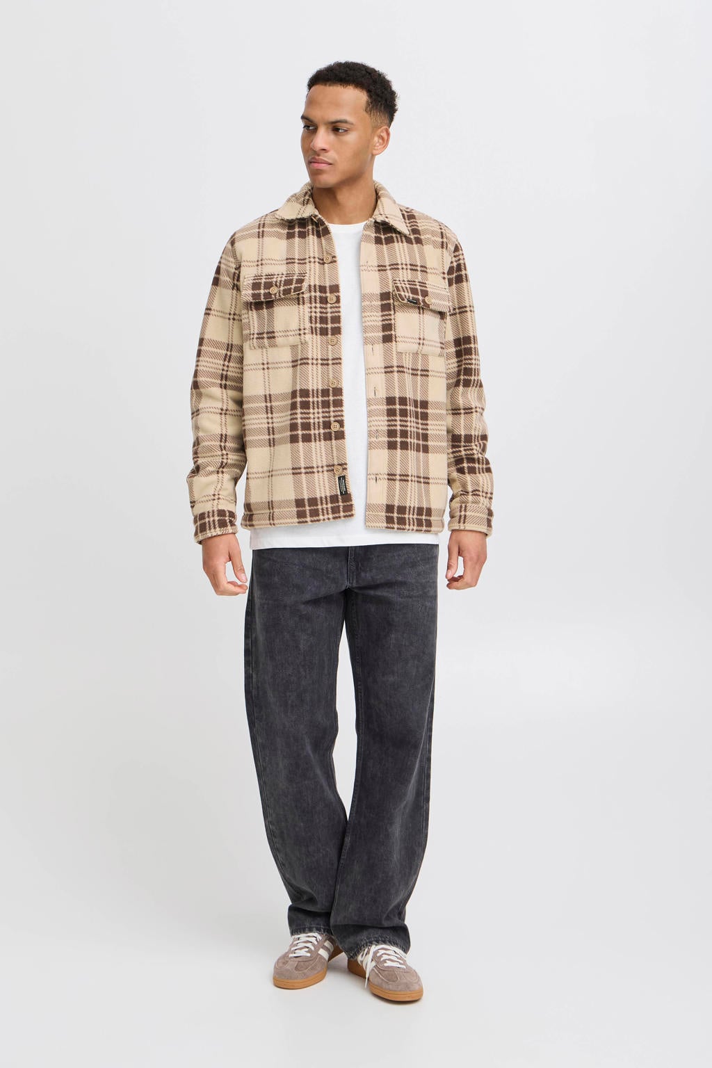 Blend teddy gevoerd overshirt donkerbruin
