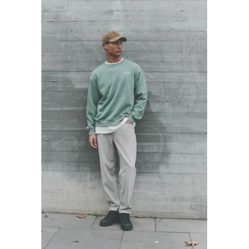 Blend sweater met backprint grijsgroen afbeelding
