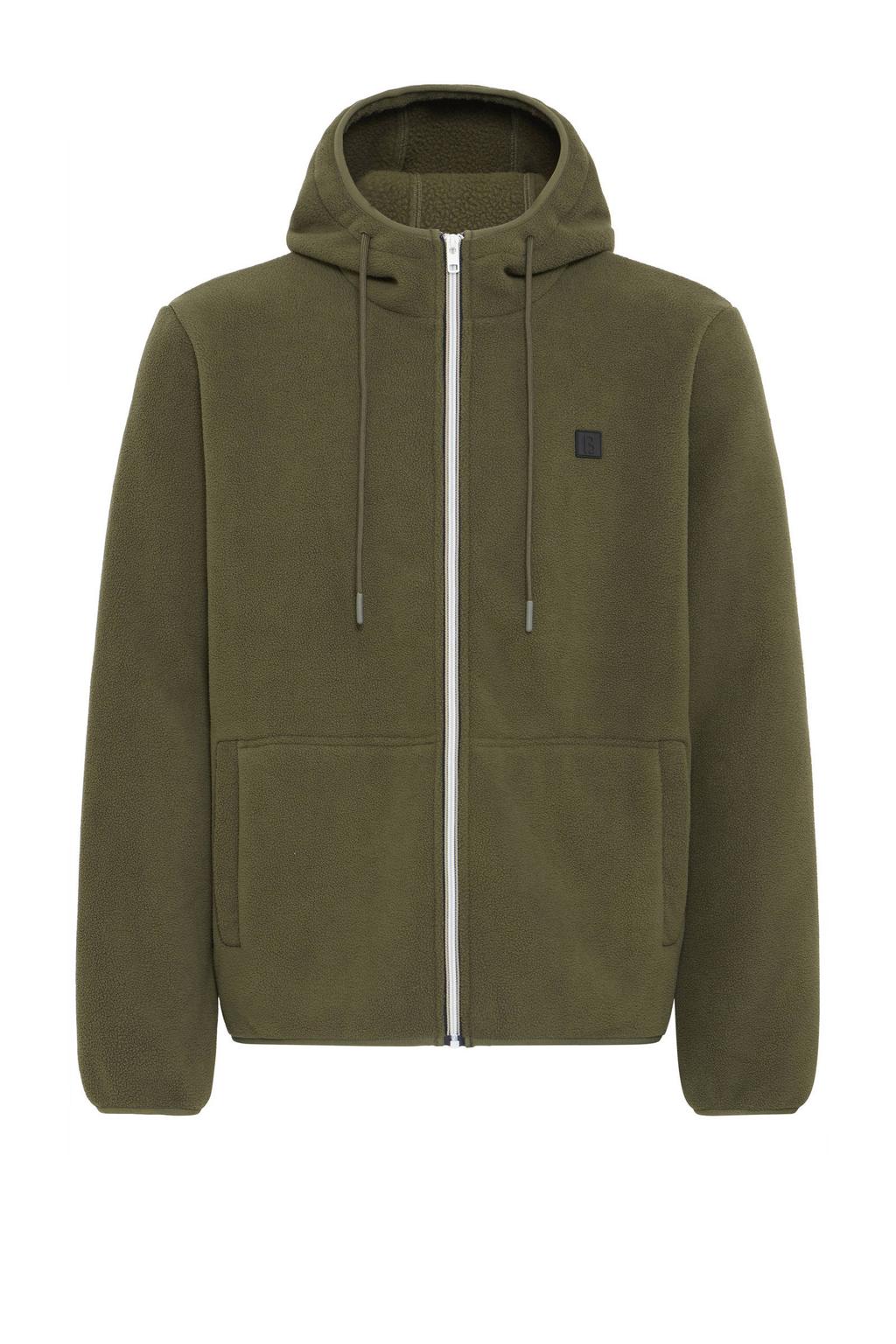 Groene heren Blend sweatvest met effen, lange mouwen, capuchon en ritssluiting