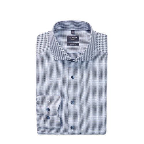 Olymp getailleerd casual overhemd met pied de poule print blauw afbeelding