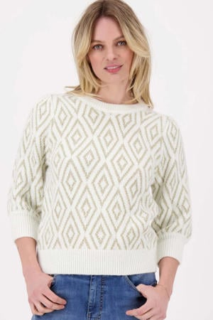 geruit gebreide trui ecru met lurex