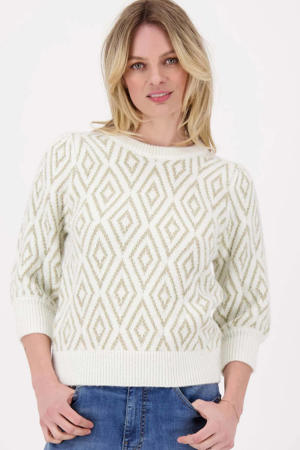 geruit gebreide trui ecru met lurex