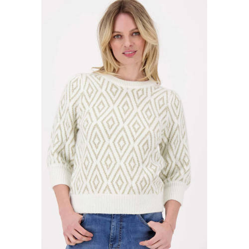 Zusss geruit gebreide trui ecru met lurex afbeelding