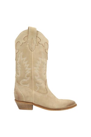 suède cowboylaarzen beige