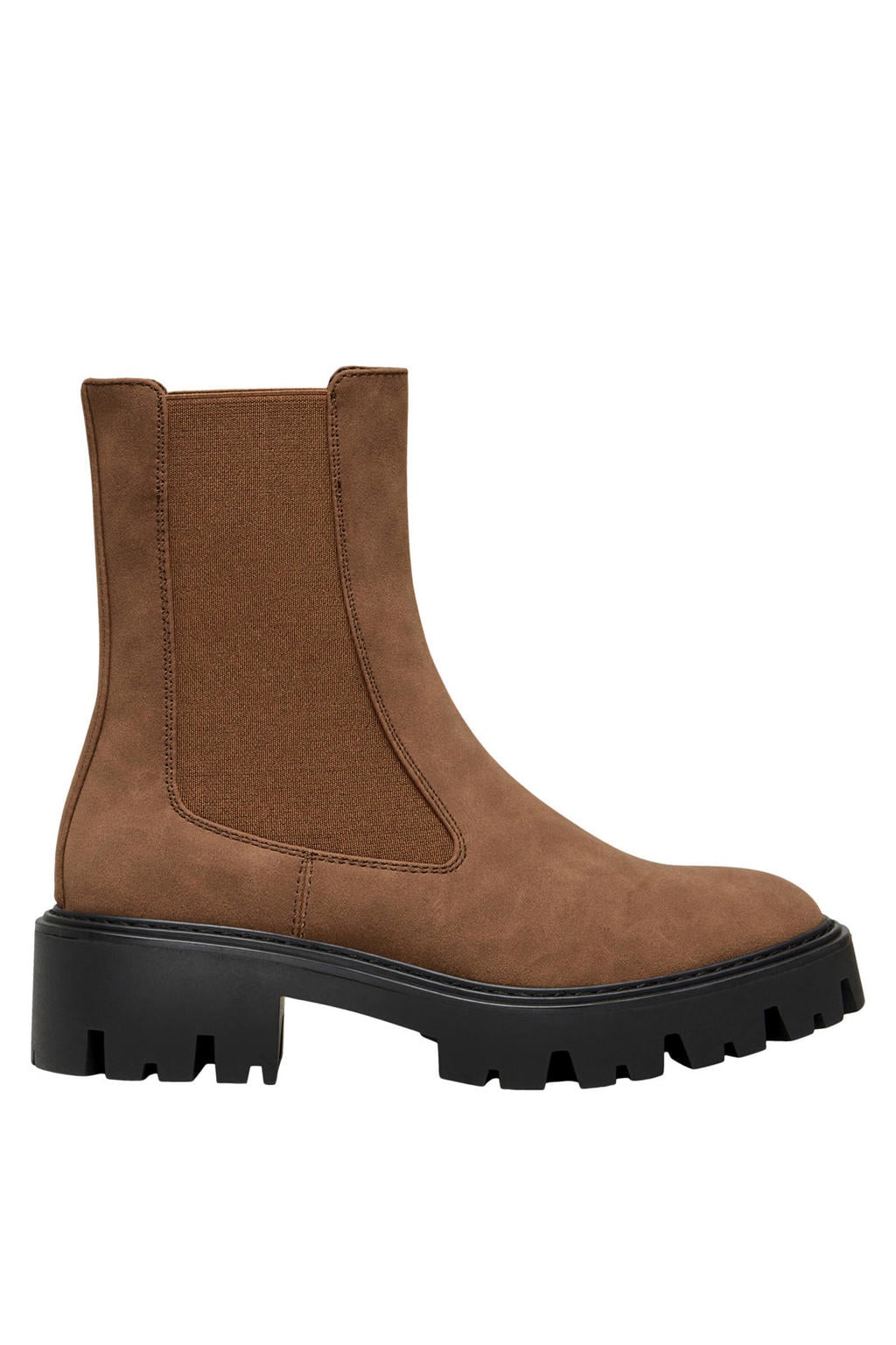 Cognackleurige dames ONLY ONLBETTY chelsea boots van imitatieleer+textiel/voering: textiel+imitatieleer met elastische inzet