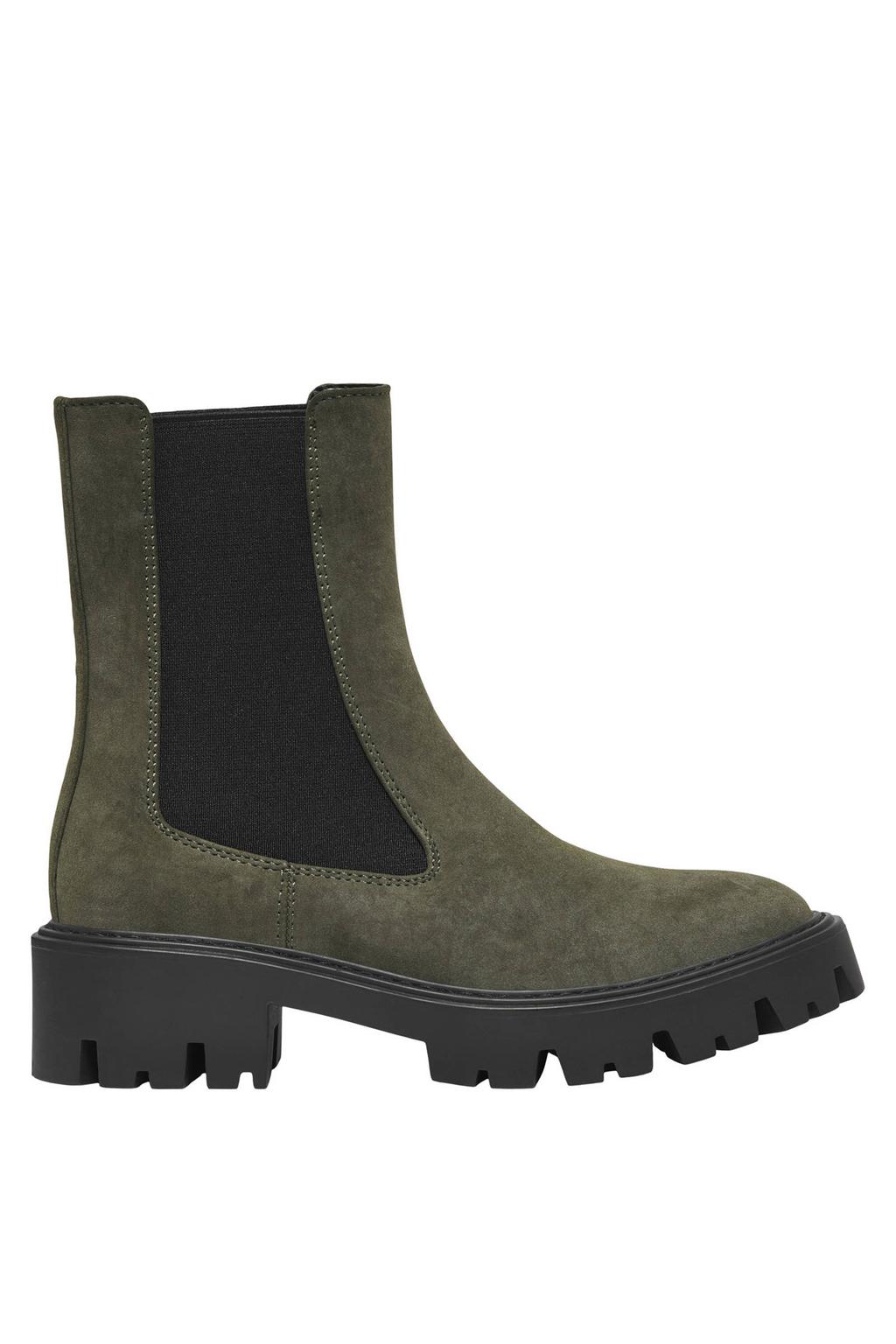 Kakikleurige dames ONLY ONLBETTY chelsea boots van imitatieleer+textiel/voering: textiel+imitatieleer met elastische inzet