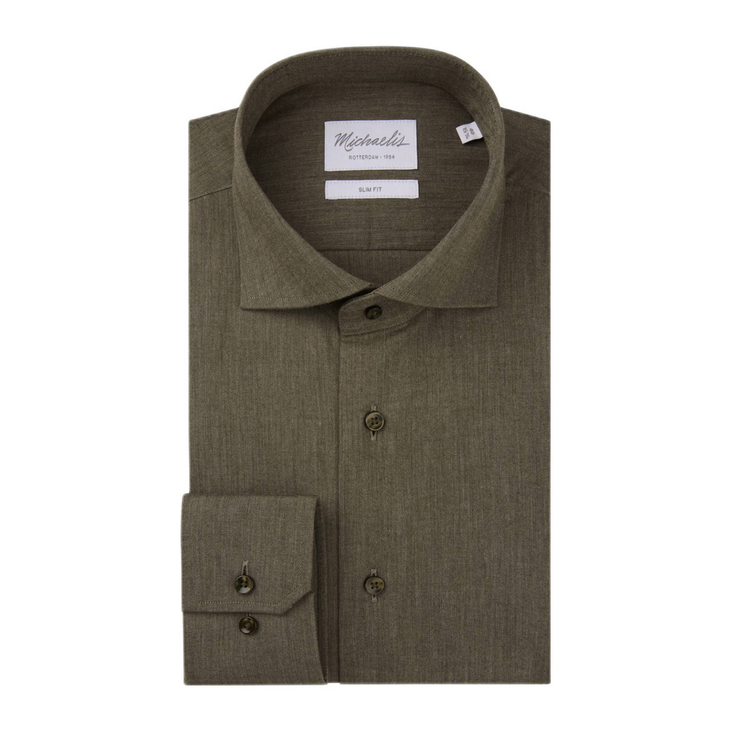 Michaelis slim casual overhemd bruin