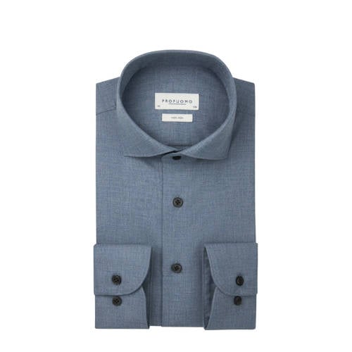 Profuomo slim casual overhemd blauw afbeelding