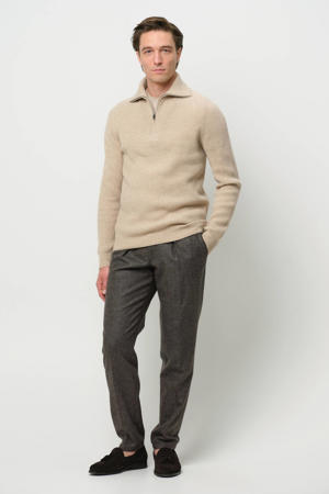 trui met wol met ingebreid patroon beige
