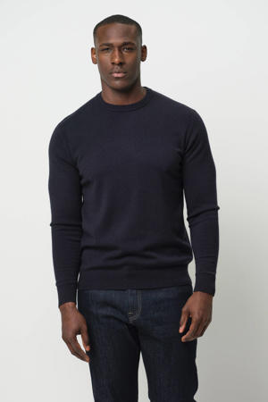 gebreide trui met wol donkerblauw
