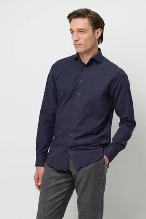 slim casual overhemd donkerblauw