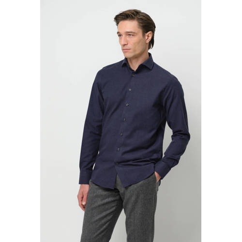 Profuomo slim casual overhemd donkerblauw afbeelding